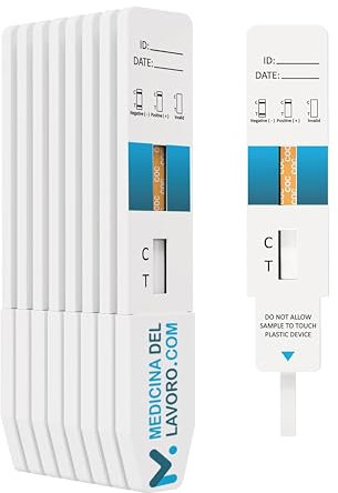 Medicinadellavoro.com - Test Antidroga Urine per Rilevamento Cocaina, 10 Schede Dip Professionali Anti Droga in Autonomia 300ng/mL Tagliato, Test Cocaina, Coke, Crack - Esito in 5 Min