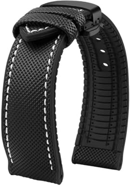 KAXSFE Canvas-Nylon-Kautschukband 20 mm 22 mm 24 wasserdichtes Uhrenarmband kompatibel mit Breitling Omega IWC Citizen TUDOR Hamilton Uhr Herrenzubehör(Black White BlackB,22mm)