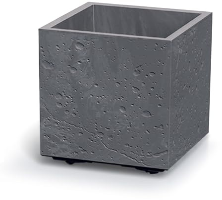 IMJ-Global Vaso per Fiori Piante Quadrato 28,8x28,8x29 cm Sierra Square Beton Effect In Plastica Da Interno Esterno Colore Grigio 13,1 Litri Design Moderno