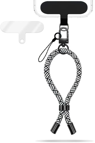 NALIA Universal Handykette Kurz & Kamera-Band, Zebra Vibes | Dicht gewebtes Nylon, Metall-Schnalle zieht passgenau zu, Starker Metall-Karabiner, 2 reißfeste Einleger