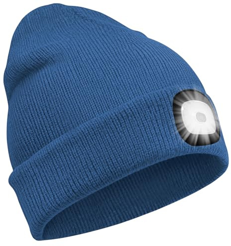 SPGOOD LED Mütze mit wiederaufladbarem Licht, Geschenk für Wintersport | 3 Helligkeitsstufen,abnehmbares LED-Licht,waschbarer Mütze,kreatives Weihnachtsgeschenke für Damen,Herren,Papa,Mama,Freundin