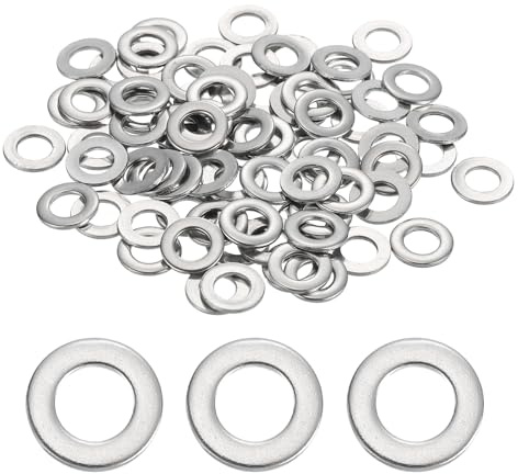 sourcing map M5 Stainless Steel Washers 5.5mm ID 10mm OD 0.8mm T 80Pcs | 304 Stainless Steel,Flat Washers,Round Flat Spacers,for Screws, Bolts, Plumbing, Automotive, DIY, Electrical Device