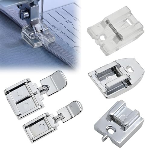 5Pcs Zipper Foot for Sewing Machine - Includes Walking Foot & Invisible Zipper Foot - Compatible with Brother, Singer, Janome & Other Low Shank Machines