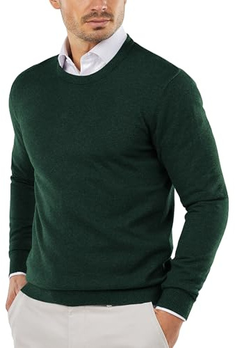 COOFANDY Jersey de Cuello Redondo para Hombre Sudaderas Ligeras y de Corte Regular Suéter de Punto para Uso Informal o Elegante Verde L