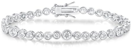 Gemsme Classic Tennis Bracelet for Women and Men -18K White Gold Plated Round Cubic Zirconia Tennis Bracelets 17CM