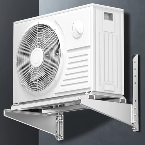 Support mural robuste pour mini climatiseur sans conduit divisé et pompe à chaleur, support robuste en acier inoxydable avec double barres transversales et amortisseur de chocs, supporte jusqu'à 450
