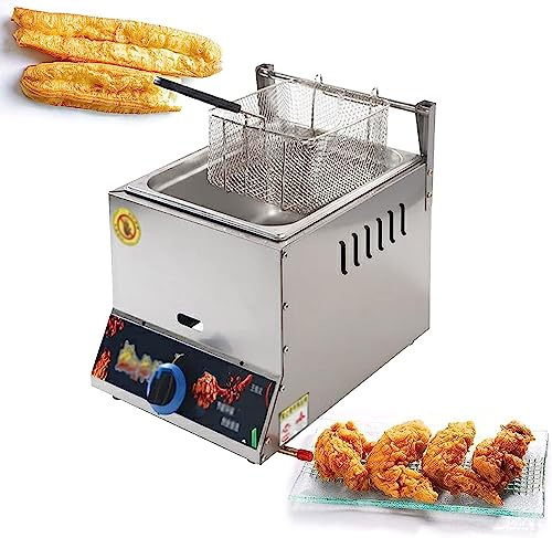 Friteuse de comptoir en Acier Inoxydable, friteuse au gaz Propane, antidérapante, Facile à Nettoyer, Chauffe-Aliments, friteuse à réservoir en Acier Inoxydable, friteuses