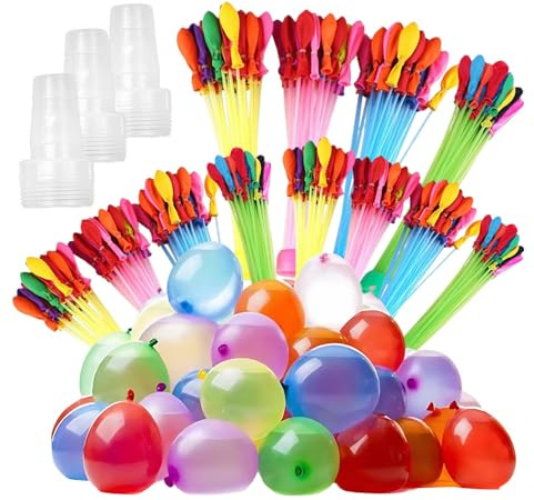 HLIWS Lot de 444 Ballons D'eau, Ballon à Eau Mélangé Coloré, Ballons à eau Auto-scellants à Remplissage Rapide, Convient pour le Jardin, la Piscine, la Fête des Ballon D'eau à la Plage (12 Tiges)