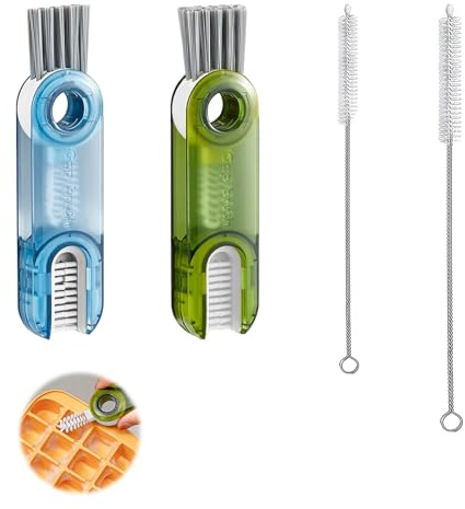 3-in-1 Cup Lid Crevice Cleaning Brush Set, 4-Piece Cup Brush & Straw Brushes Kit – Multifunctional Cleaning Brush, Portable bottle cleaner & water bottle cleaning brush for Home Kitchen
