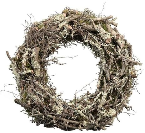 Kranz aus Moos & Bonsai-Zweigen - Handgefertigter Naturkranz für Tür & Tisch - Rustikale Deko für Frühling, Herbst & Weihnachten (⌀ 45 cm)