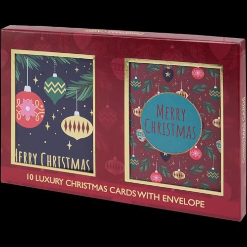 Générique Coffret de 10 Cartes de Noël de Luxe avec Enveloppes – Designs Festifs Élégants, Ornements Dorés, Idéal pour Souhaits de Fin d’Année –FSC Certifié (autre)
