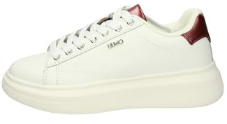 Liu Jo Sneakers Donna Platform, Bianco con Dettaglio Rosso Metallizzato, Scarpe Casual con Suola Rialzata, N-39