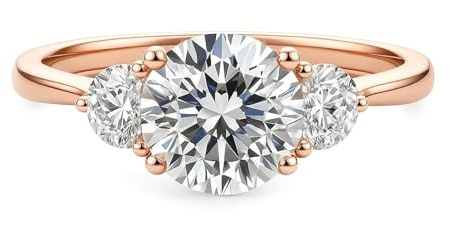 Whoiy Hochzeits Ringe Moissanite 1.5ct, Damenring 750 Rotgold Eheringe 18k Echtgold Elegant Jahrestagsring für Frauen Gr. 63 (20.1)