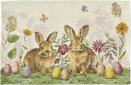 Sander Gobelin Tischset/Placemat - Two Bunnies, 32 x 48 cm - Hasen, Ostereier