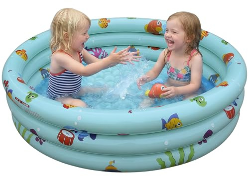 Vivyklfc Meerjungfrau Planschbecken für Kinder, 90x24cm Pool Aufblasbar mit Weichem Boden, 3-Ring Kinderpool & Schwimmbecken Kinder, Rutschfestes Baby Inflatable Pool für Garten und Balkon (130 cm)