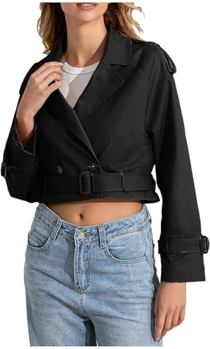 Trench Donna Corto Trench Corto Donna Primaverile Giubbotto Giacca Nera Elegante Blu Primavera Cappotto Cammello Beige Impermeabile Giacchetto Comodo Giubbotti Primaverili Soprabito Xl Spolverino Da
