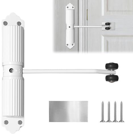 Forbabe Edelstahl Automatischer Türschließer Einstellbar Zimmertür Türschliesser für Innen- und Außenbereich mit 4 Schrauben und Einstellhebel Door Closer für Büros Gartentore (Weiß)