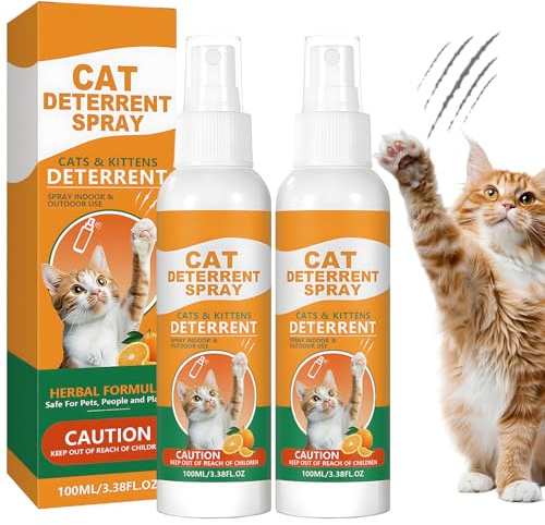 Azoisuwr 2Pcs Cat Repellent Spray,100 ML Cat Deterrent Spray Indoor & Outdoor, New Formula for Better Behavior, Protects Furniture, Sofas, Rugs & Restricted Areas,