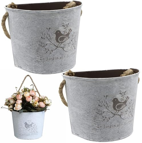TXZRWH Blumenkorb Pflanzgefäße Hängetöpfe Blumentopf Wandvase Halbrunde Hängende Blumenkübel Innen und Außen Wand Hänge Dekoration für Innenhof Gartendekoration Sukkulenten Kräuterwand, 2 Stück