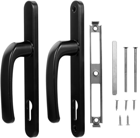SEWACC Cerradura de Manija de Puerta Europea de Aluminio Negro 1 Par