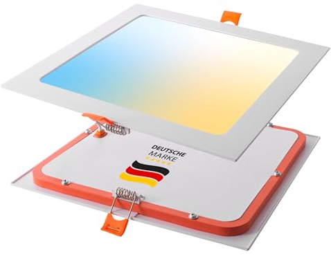 Maxkomfort 6er Set LED Panel 12W eckig CCT ultraslim – Einbaustrahler 170x170mm, flach, Deckenleuchte, warmweiß/neutralweiß/kaltweiß wählbar, Weiß, IP20-2601