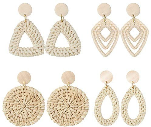 JewelryWe Schmuck Retro Ohrringe Set Boho-Stil handgemacht Geometrische Statement Ohrringe mit Baumeln Quaste Anhänger für Frauen Dame Mädchen, verschiedene Designs