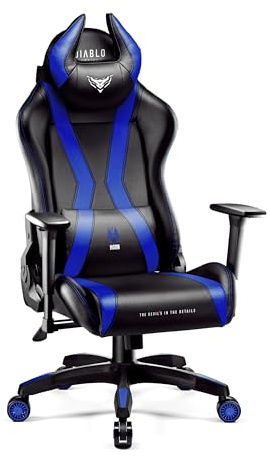 Diablo X-Horn 2.0 Gaming Stuhl ergonomisch 3D Armlehnen Kunstleder Normal L | Gaming Chair, Bürostuhl mit Nackenkissen, Lendenkissen, Wippfunktion, ergonomischer Rückenlehne, Größe Normal L