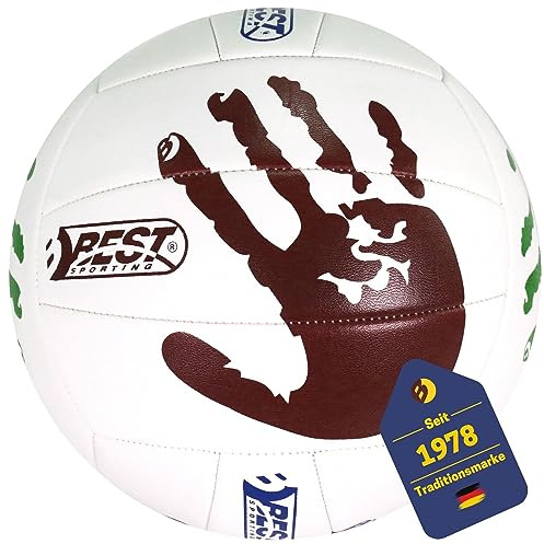 BEST SPORTING Volleyball Florida aus Kunstleder mit Handabdruck Design, hochwertiger weicher Soft Touch Volleyball, formbeständiger Outdoor-Volleyball mit offizieller Größe 5