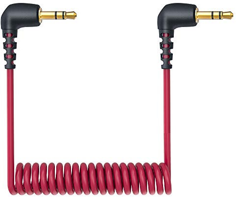 Cavo microfono TRS maschio da 3,5 mm, microfono ad angolo retto a spirale, connettere fotocamera/registratore microfono di ricambio per Rode SC2, compatibile con fotocamere Canon Nikon DSLR SLR ecc.