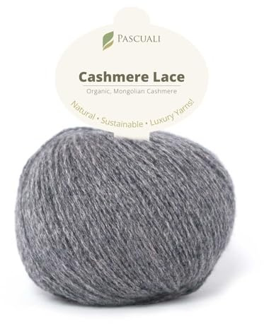 PASCUALI | Bio Cashmere Lace. Strickwolle aus 100% Kaschmirwolle Wolle zum Stricken und Häkeln, 1 Knäuel - 25g - Farbe: Graphit 04