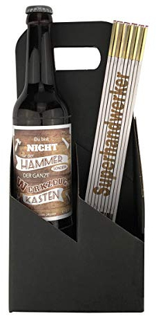 Geschenkset Geburtstag - Bier - Zollstock mit Gravur zur Auswahl - Geburtstag - Papa - Mann - Handwerker - inkl. Geschenkverpackung, Zollstöcke:-SUPER Papa
