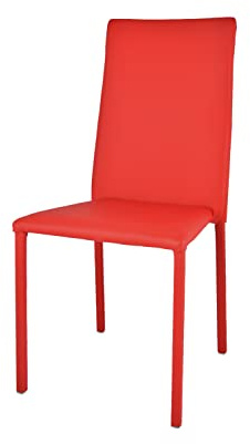 t m c s Tommychairs - Stapelbarer Stuhl Modell Julia für Küche, Bar und Esszimmer, Robustes Gestell aus Stahl, gepolstert und mit rotem Kunstleder bezogen