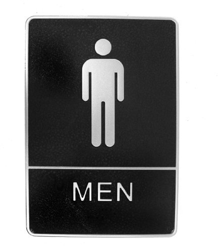 Ruilogod Strukturierte Oberfläche Männer Toilette Wandzeichen Aufkleber Schwarzer silberner Ton