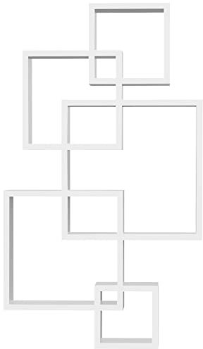 HOMCOM Wandregal Schwebende Hängeregal zur Wandaufbewahrung Wandboard mit 9 Fächern Wanddeko für Wohnzimmer, Schlafzimmer, Flur, Weiß