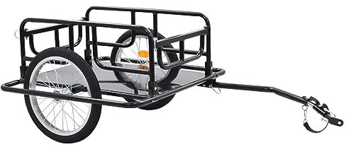 ZEYUAN Fahrradanhänger, Fahrrad Anhänger, Lastenanhänger, Handwagen, Fahrrad-lastenanhänger, Lastenfahrrad, 130x73x48,5 cm Stahl Schwarz