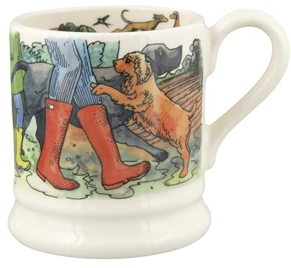 Emma Bridgewater Large Mug 1/2 Pint, Ceramic Coffee Mug Large - Stoneware Mug, Cappuccino, Latte, Coffee, Tea Cup - Beautiful Mugs, Birthday Gift - Coffee Mug Favorite Dog Walks