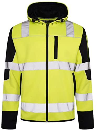 Hi Vis Zip Hoodie Reflective Safety Security Protective Workwear Jacket