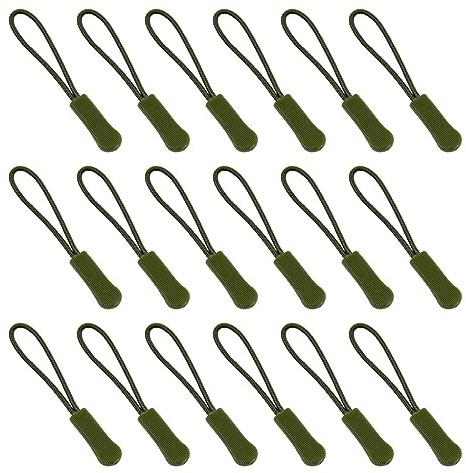 Ruidee 50 Pezzi Cerniera Tira Zip Estensione Cerniera Tag Zipper Puller Sostituzione Tiralampo in Nylon Fascino Tirazip per Zaini,Giacche (LLS/Military Green)
