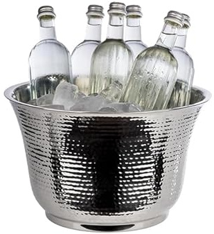 APS 36120 Flaschenkühler, Ø 33 cm, Höhe 20 cm, 8 Liter, doppelwandig, Edelstahl, Hammerschlag Optik