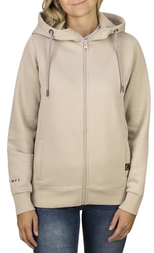 DENIMFY Sweatjacke Damen mit Kapuze Regular Fit DFClara Kapuzenjacke Reißverschluss Rose Beige Grün S M L XL XXL