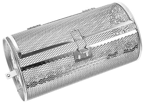 Yardwe Rotisserie Grill Basket Universal Stainless Steel Grill Cage 10 x 5.5 x 5.5 inch Rotating Oven Basket for Coffee Beans Nuts French Fries Meat Family Gatherings