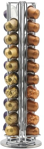 Wrobic Kapselhållare kapselställ vridbar rak hållare för 40 stycken Nespresso kaffekapslar, silver (Nespresso-40)