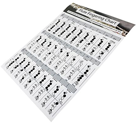 ibasenice Tabla de Acordes para Flauta Grande, Póster de Dígitos de Flauta en Papel Estucado Resistente, Guía Práctica de Notas y Entrenamiento para Principiantes y Músicos