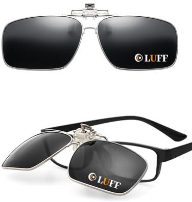 LUFF Polarisierte Sonnenbrille Clip auf Sonnenbrille Flip Up über Brillen Herren Damen HD Anti-Glare UV400 Outdoor/Fahren