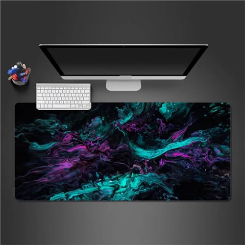 QiHon Gaming Mauspad XXL Lila Grün Großes Mauspad Schreibtischauflage mit Vernähte Kanten Einer speziellen Oberfläche verbessert Geschwindigkeit und Präzision 600x300x3mm
