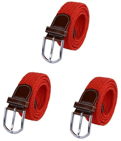 GALPADA 3stücke Elastischer Geflochtener Gürtel Für Herren Und Damen Verstellbarer Stoffgürtel Für Jeans Und Freizeitkleidung Rot Robuste Elastizität Und Hochwertige Schnalle