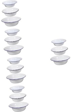 PRETYZOOM 15 Pz Set Lavabo Smaltato Ciotola in Smalto Zuppiera Smaltata Ciotola Di Miscelazione a Per Servire Il Cibo Bacino Vecchio Stile Ciotole Pho Bianca