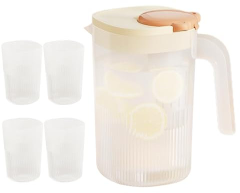 Bollitore freddo – Brocca per bevande con 4 tazze | Trasparente Ice Tea Maker Bottiglia di acqua del latte freddo Bollitore Limone Caraffa Tea Container