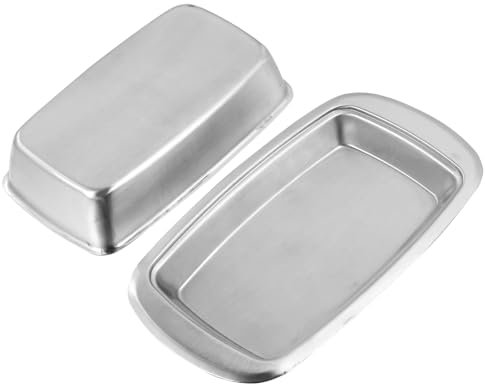 Amosfun Rust-Proof Stainless Steel Butter Dish Fresh Box with Universal Insulation Plate for Kitchen and Tabletop Food Storage