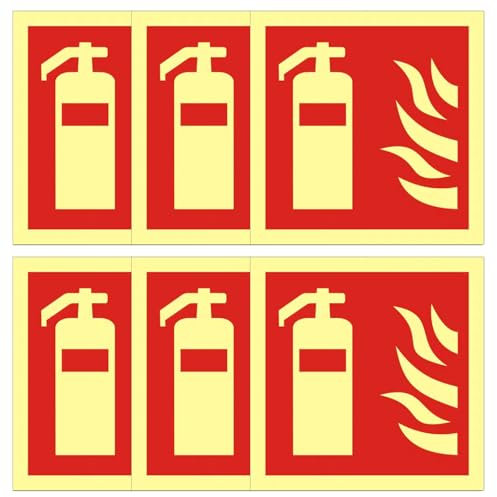 Eterspr 6 PCS Cartello Estintore, PVC Segno Dell'estintore, Segnaletica di Protezione Antincendio, Adatto per negozi, ospedali, uffici